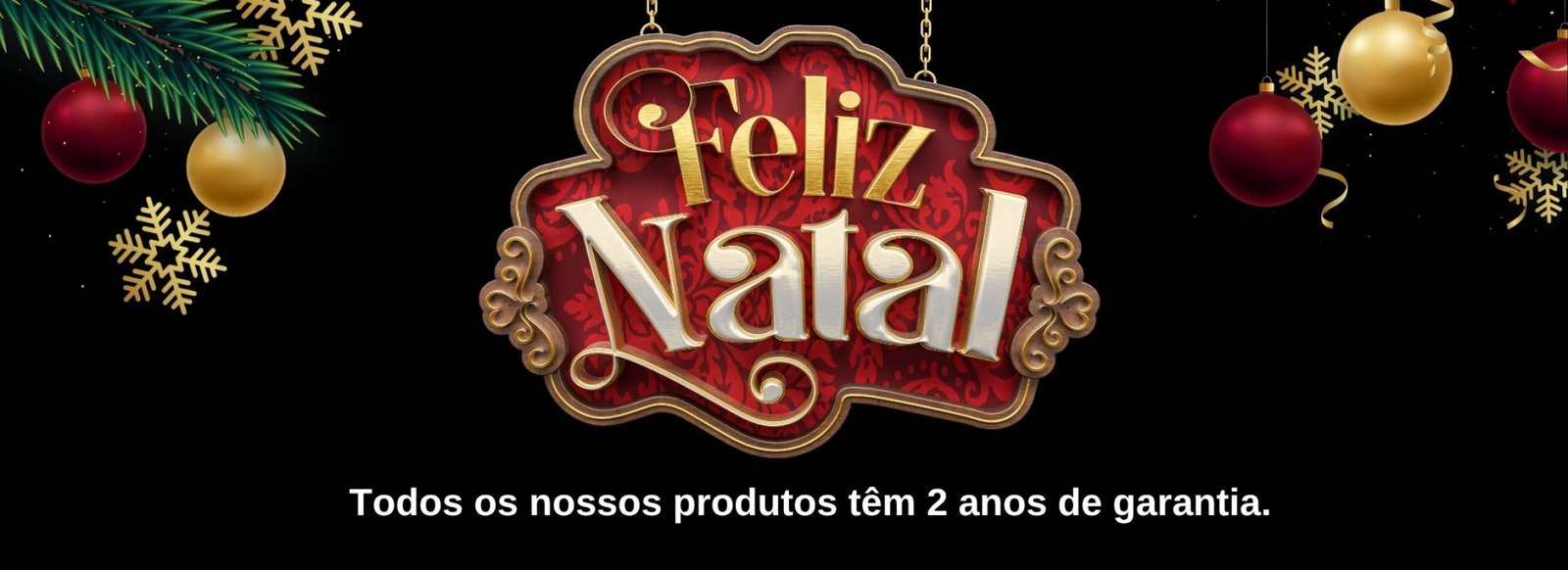 Banner site feliz natal clássico realista vermelho dourado